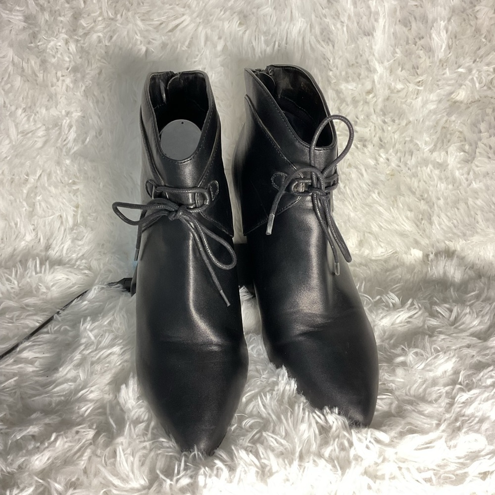 Black Wedge Ankle Booties - Picture 2 of 4